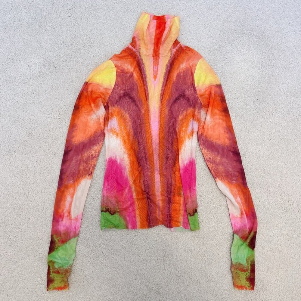 AFRM Neon Sheer Mesh Turtleneck Top